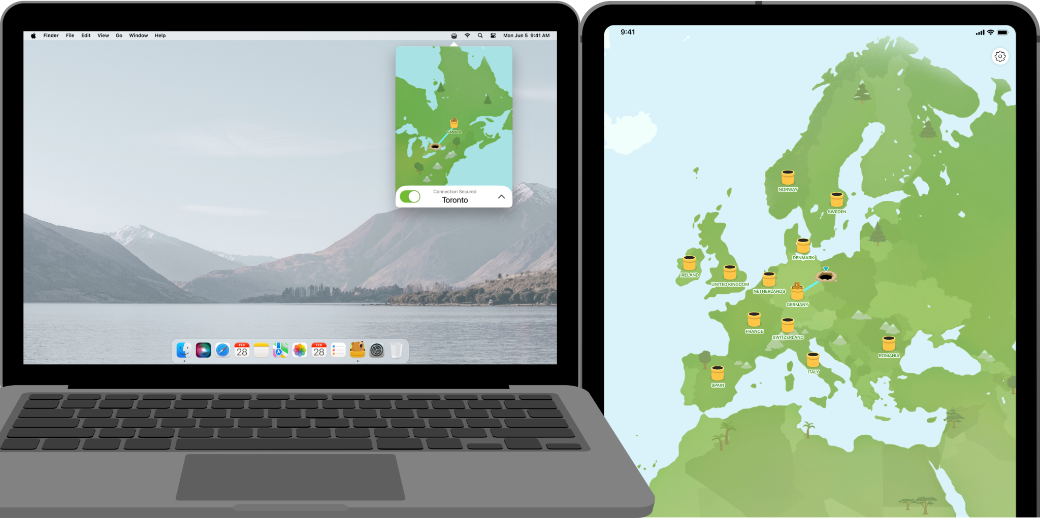 World map with server location pins, connected network lines, modern flat design style, soft colors